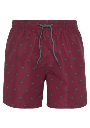 s.Oliver Badeshorts S.OLIVER, Herren, Gr. XXL, N-Gr, bunt (bordeaux, petrol), Microfaser, Recycling-Polyester, bedruckt, kontrastfarbene Details, Badehosen Bad