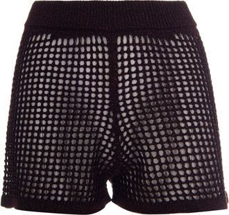 MC2 Saint Barth High-Waisted Crochet Mesh Lurex Shorts