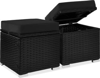 Best Choice Products Set of 2 Wicker Ottomans, Multipurpose Furniture w/ Removable Cushions, Steel Frame