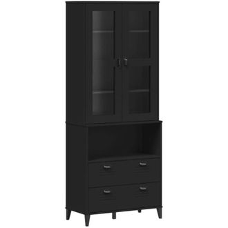 vidaXL Aparador Alto Viken Madera Maciza De Pino Negro 80x40x200 Cm Vidaxl
