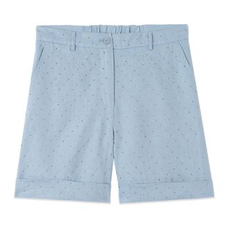 Oltre Short Shorts - Dames - Korte Broeken - Blauw - S - Linnen - Korte Broeken