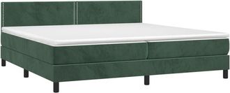 vidaXL Vidaxl - Cama Box Spring Colch&oacute;n Y Led Terciopelo Verde Oscuro 200x200cm