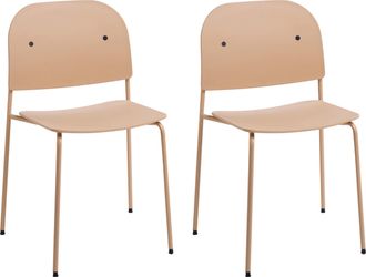Beliani Conjunto De 2 Sillas De Comedor Y Cocina Asiento Sint&eacute;tico Estructura De Metal Beige Windust