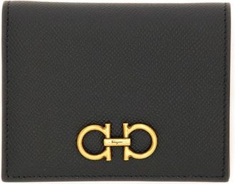 Ferragamo Black Gancini Logo Wallet