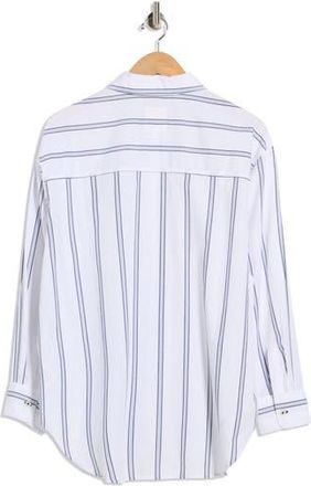 C&C California Alaina Oversize Embroidered Stripe Button-Up Shirt in Deep Blue/Stripe Dog at Nordstrom Rack, Size X-Large