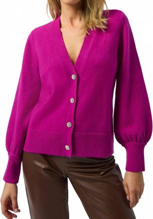 Joseph Ribkoff Rhinestone Button Sweater In Fuchsia