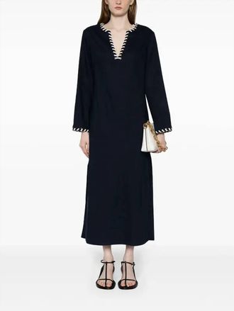 SIMKHAI Dalta Long Sleeve Midi Dress In Midnight