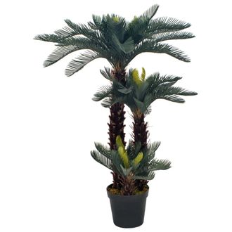 vidaXL Planta Artificial Palmera Cica Con Macetero 125 Cm Verde Vidaxl