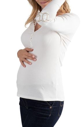 Cache Coeur Tunisian long sleeve pregnancy and nursing top in Ivory at Nordstrom, Size X-Large