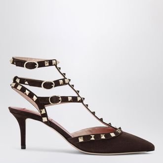 Valentino Garavani D&eacute;collet&eacute; Rockstud marrone in suede