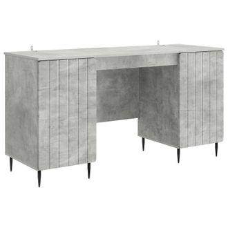 vidaXL Escritorio Con Estante Gris Hormig&oacute;n 142,5 X 50 X 75 Cm Vidaxl