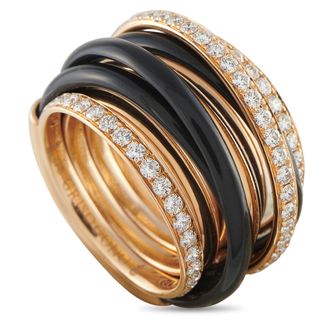 De Grisogono Allegra 18K Rose Gold 1.75ct Diamond and Black Ceramic Ring DG04-040826