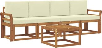vidaXL Conjunto De Sof&aacute;s De Exterior 5 Uds. Natural Y Crema Vidaxl