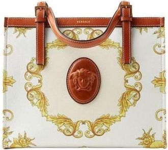 Versace (WMNS) VERSACE Riviere Canvas Tote White Gold 1024322-1A19333_DTU_UNICA_5NA6J