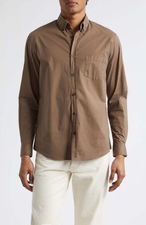 Sunspel Soft Stretch Poplin Button-Down Shirt in Dark Cedar at Nordstrom, Size Xx-Large