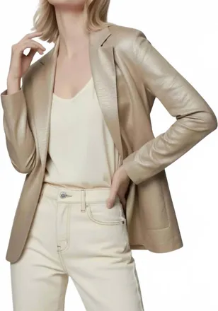 Majestic Filatures Stretch Metallic Linen One Button Blazer In Sable