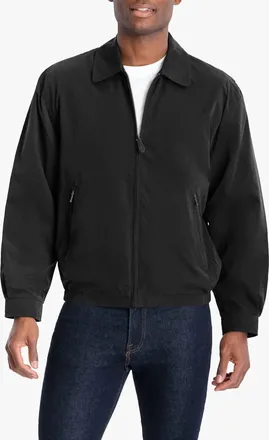 London Fog Tall Mens Auburn Light Weight Zip Front Golf Jacket In Black