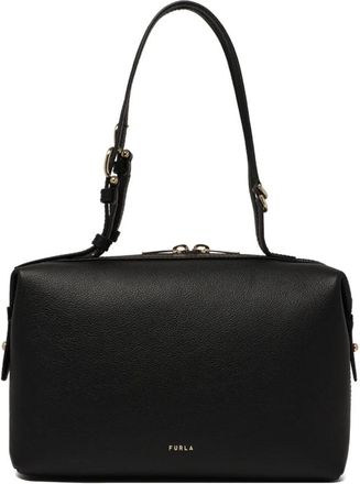Furla Double Boston Tas - Dames - Schoudertassen - Zwart - ONE Size - Leer - Tassen