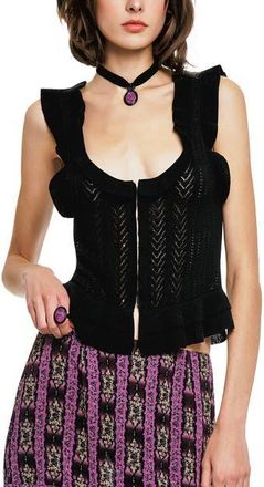 Anna Sui Victorian Pointelle Camisole in Black at Nordstrom, Size Medium