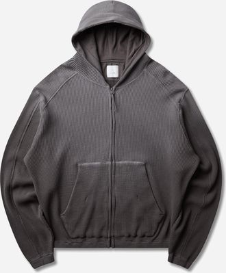 Roa Men s Bee Sun Faded Organic Waffle Zip-Up Hoodie Graphite
