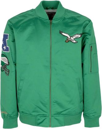 Mitchell & Ness Philadelphia Eagles Lichtgewicht Satijnen Bomberjack - Heren - Bomber jackets - Groen - L - Satijn - Jassen