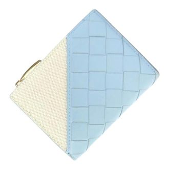 Bottega Veneta Pre-owned Intrecciato Portemonnee (bi-fold) - Dames - Pre-owned - Blauw - Maat: ONE Size Leer