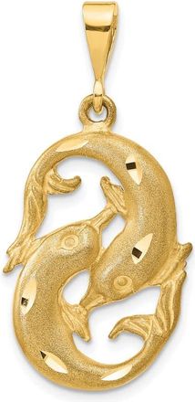 Diamond2Deal 14k Yellow Gold Satin Diamond-cut Pisces Zodiac Charm