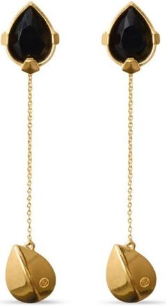 Burberry Onyx shield pendant earrings - women - Gold Plated Sterling Silver - One Size
