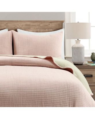 Lush D&eacute;cor Solid Kantha Pick Stitch Yarn Dyed Cotton Woven Quilt/Coverlet