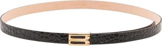 Victoria Beckham Black Textured Buckle Belt