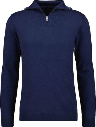 Ragman Rundhalspullover RAGMAN, Herren, Gr. 50, blau (marineblau), 95% Baumwolle 5% Kaschmir, hoch geschlossener Ausschnitt, Pullover Rundhalspullover