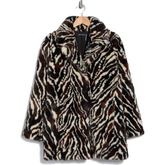 Love Token Cathy Faux Fur Coat in Zebra at Nordstrom Rack, Size X-Small