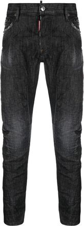 Dsquared2 slim-cut washed jeans - men - Cotton/Cotton/Polyester/Polyethylene/Spandex/Elastane - 46 - Black