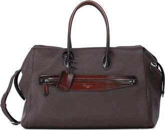 Santoni Weekend Bags, male, Brown, Size: ONE SIZE Tumbled Leather Weekend Bag