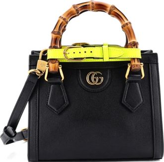 Gucci Borsa a tracolla Diana NM Bamboo mini in pelle con manico - Nero