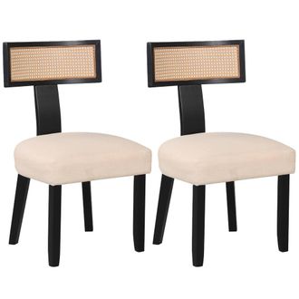 Costway Costway Set of 2 Dining Chairs Linen Fabric Upholstered Accent Chairs