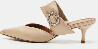 Malone Souliers Beige Satin Maite 45 Crystal Embellished Mules