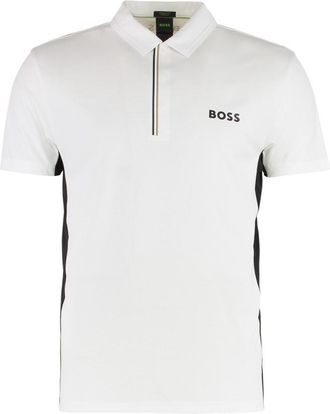 HUGO BOSS White Technical fabric polo shirt