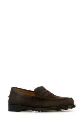 Tod's Mens Dark Brown Suede Loafers Testamoro Mocassini