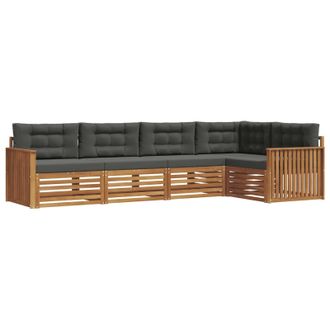 vidaXL Conjunto De Sof&aacute;s De Exterior 5 Pcs Natural Y Antracita Vidaxl