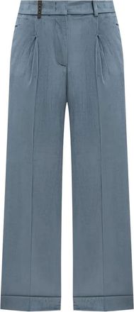 PESERICO Broek met geplooide voorkant en manchetten - Blauw