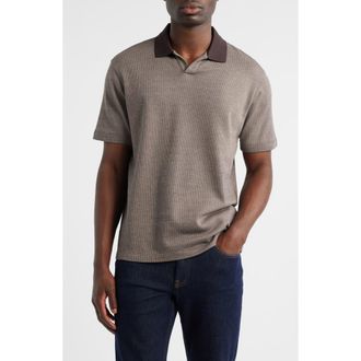 Emporio Armani Johnny Collar Heathered Cotton Piqu&eacute; Polo in Brown at Nordstrom Rack, Size Xx-Large