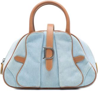 Dior Pre-owned Dior Mini Denim Double Saddle Bowler Bag MA-0021