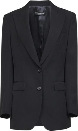 Dolce & Gabbana Wollen Gabardine Jas - Dames - Blazers - Zwart - S - Wol - Jassen