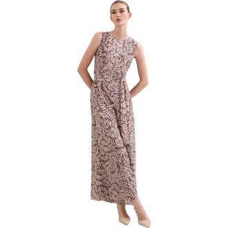 Phase Eight Janine Leaf Sleeveless Jumpsuit in Latte at Nordstrom, Size 10