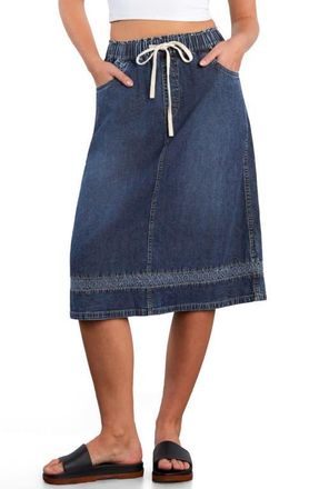 HINT OF BLU Daisy Chain Inset Denim Drawstring Skirt in Petal Denim at Nordstrom, Size X-Large