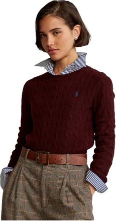Polo Ralph Lauren Julianna Rondehals Knit - Dames - Ronde hals truien - Rood - M - Wol - Truien & Vesten