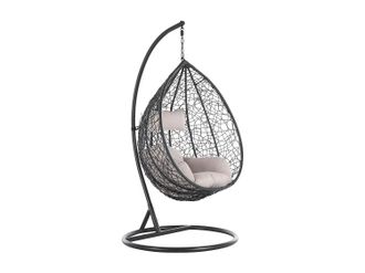 Vente-Unique Sill&oacute;n colgante de resina trenzada - Antracita - CAMPLI de MYLIA