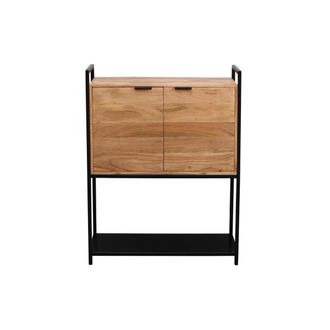 Miliboo Aparador Alto En Acacia Y Metal Negro A110 Cm Arthus