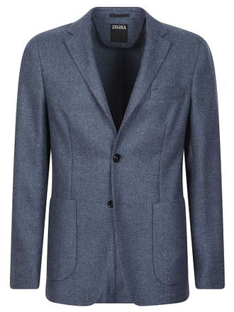 Ermenegildo Zegna Lux Tailoring Herringbone Notch Lapel Wool-Blend Blazer
